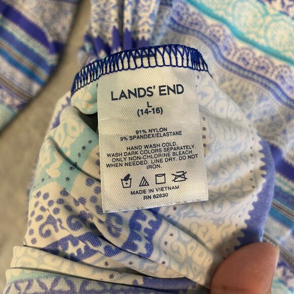 Lands' End Women's Long Sleeve Size‎ L (14/16) Crew Neck Swim Tee Rash Guard - Picture 7 of 8
